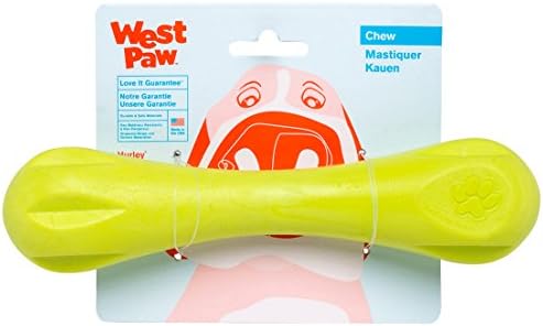 West Paw Zogoflex Hurley Dog Bone Chew Toy-Jucării pentru animale de companie plutitoare pentru mesteci agresivi, captură, preluare-oase de culoare strălucitoare pentru câini-reciclabil, sigură pentru mașini de spălat vase, non-toxice, mari, Granny Smith