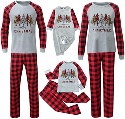 XBKPLO Arbore de Crăciun fericit imprimat loungewear de Crăciun Familia de Crăciun potrivire pijamale pentru îmbrăcăminte de dormit de somn