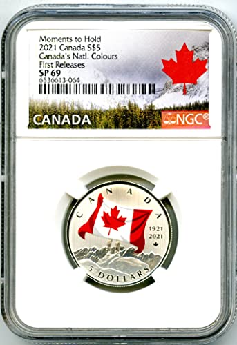 2021 CA Royal Canadian Mint Canada Flag Culorile Naționale Lansează mai întâi 5 USD SP69 NGC