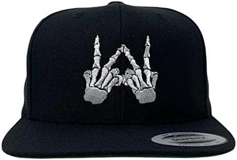 Westside West Coast Bone Schelet Hands California Snapback Hat Black Black