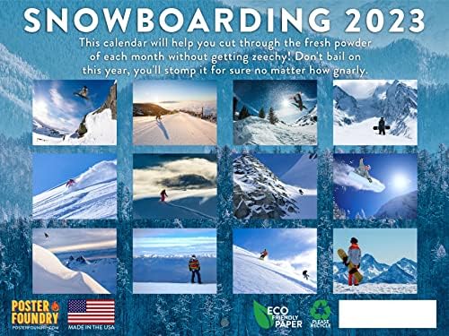 Calendar de snowboarding 2023 Calendare lunare de perete agățat Cadouri de snowboard Sport extreme Sport de iarnă Sport Snow