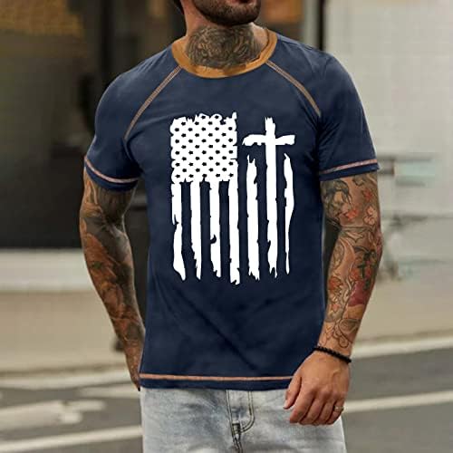 ZEFOTIM 4 iulie Cămăși pentru bărbați cu mânecă scurtă o gât American Flag Raglan Tricouri de vară casual Fashion Slim Tricouri