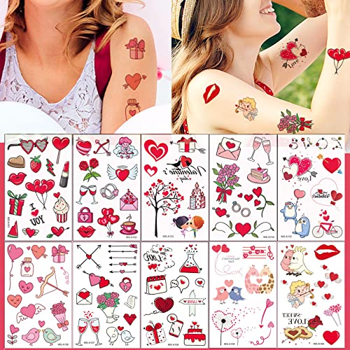 Ziua Îndrăgostiților Tatuaje temporare Love Heart Flower Față Tatuaj Decorații romantice Producții pentru copii pentru adulți,