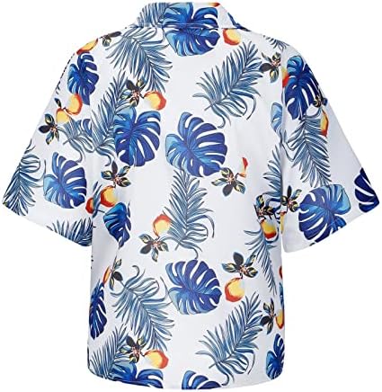 cămașă de vacanță uikmnh ladys tricouri casual casual cu mânecă scurtă frunze de buzunar butoane de vară