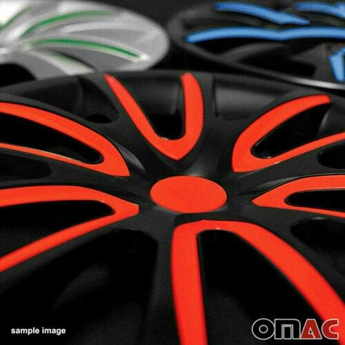 OMAC 16 inch Hubcaps pentru Mazda 3 lucios negru și roșu 4 buc. Capacul Jantelor-Capace Butuc - Înlocuirea Exterioară A Anvelopelor