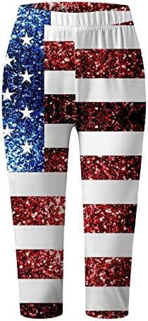 SUA 4 iulie pantaloni scurți de yoga cu talie înaltă cu talie ridicată colorant moale pavilion american pant pantaloni patriotici