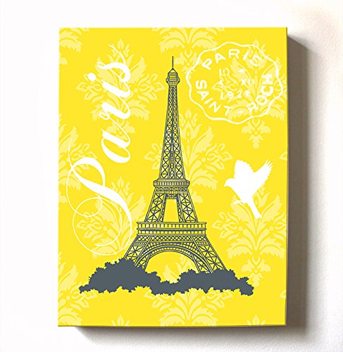 Turnul modern Paris Eiffel - Paisley unic Paisley & Lovebirds întins Canvas Canvas Decor - Artă de perete care face un cadou