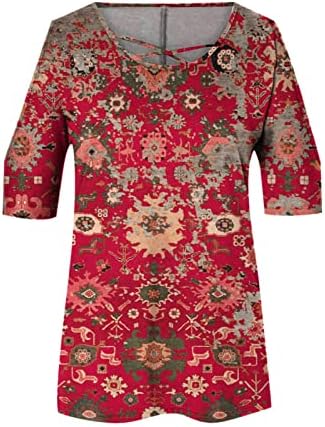 Tricou imprimat Plus Size pentru femei cămăși încrucișate cu gât rotund decupaj bluze cu mânecă scurtă 2023 bluze de vară