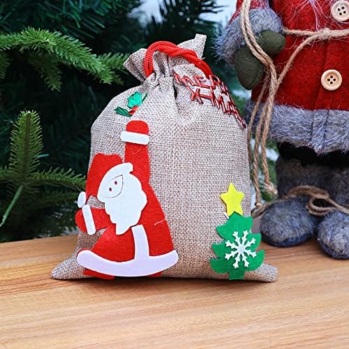 Hahii saci de Crăciun trei stiluri de pânză groasă de sac de Crăciun cu cordon de Crăciun personalizate pungi de cadouri în