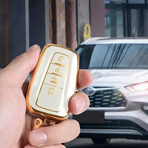 Cover FOB cheie Compatibil cu Toyota Highlander, carcasă cheie cu Keychain Fit pentru 2018 2021 Camry RAV4 Avalon C-HR Prius