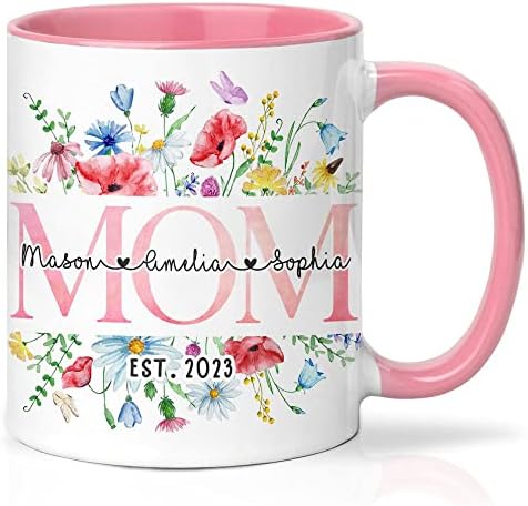 TheUnifury Personalizat Mom Coffee Mug-Mom Mug With Kids Name Mug-Cel Mai Bun Cadou Pentru Mama De La Fiica Fiu Copii-Cană
