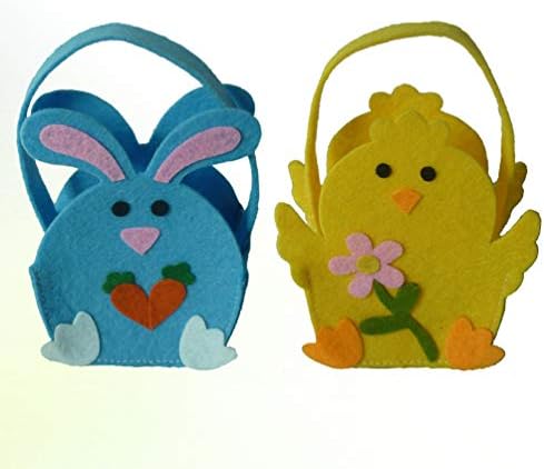 Amosfun copii Tote sac 2pcs Paste coșuri urechi de iepuras si pui Pungi cadou Găleți pentru Easter Egg Hunts jucării bomboane