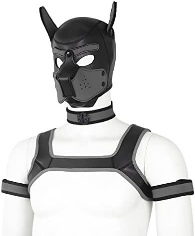 BaronHong neopren câine complet fata cap masca Kit, noutate costum pup capota masca cu guler și curea și lenjerie scurtă