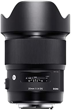 Sigma 20mm f/1.4 DG HSM Art Lens pentru Canon EF, pachet cu nuanță de lentile flexibile, înveliș lentile, carcasă de lentile,