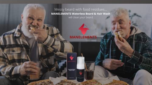 manelements Waterless Beard și șampon de spălare a părului pentru bărbați cu ulei de barbă de nucă de cocos. Spălare barbă