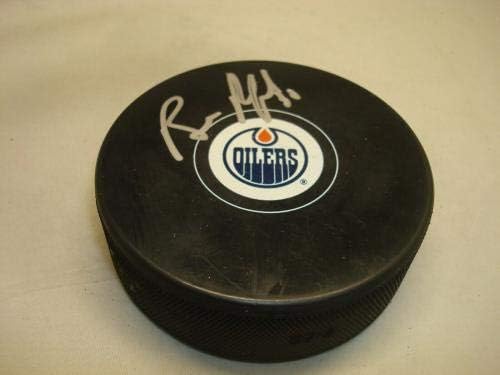 Bill Ranford a semnat pucul de hochei Edmonton Oilers autografat cu pucuri NHL cu autograf 1D