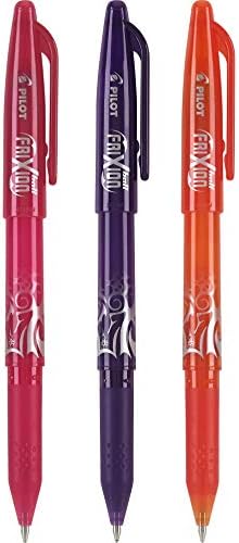 PILOT Frixion Ball stilouri cu cerneală Gel ștergătoare și reîncărcabile, punct fin, cerneluri Roz / violet / portocaliu, pachet