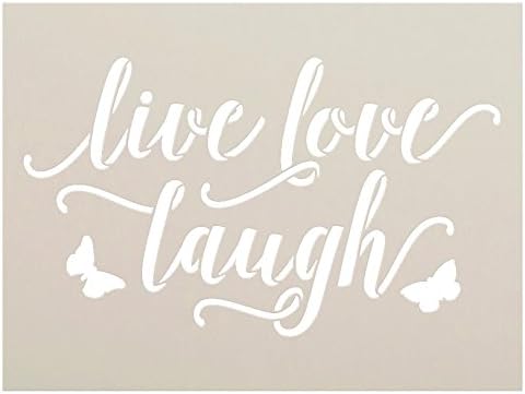 Live Love Râde cu fluturi stencil de Studior12 | Șablon reutilizabil Mylar | Utilizați pentru a picta semne din lemn - Artă