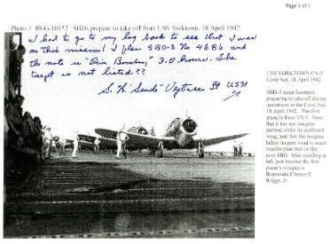 Stanley W. „Suedez” Vejtasa semnat 1942-43 Battle Coral Sea WWLL ACE Pilot 8x10 Photo PSA AD55308 - Fotografii MLB autografate