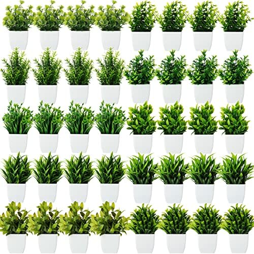 Plante Faux Mini verdeață artificială plante în ghiveci mici eucalipt Plante de cimișir drăguț Faux Decor de plante de interior