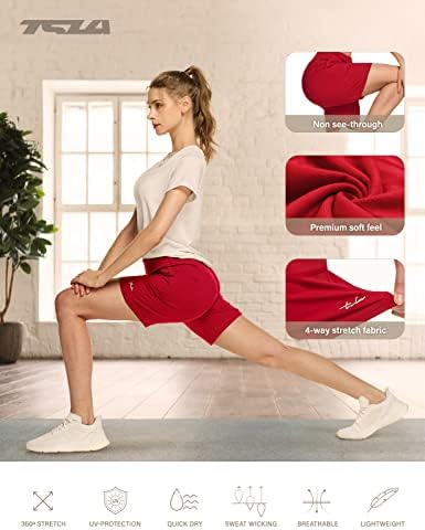 TSLA Loungewear de 12 inci pantaloni scurți confortabili cu piersici moi de timp liber yoga casual activ cu buzunare