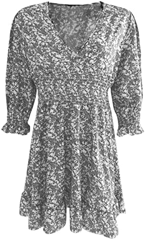 Rochie de cocktail fragn pentru femei, moda casual pentru femei cu mânecă scurtă v gat chiffon rochie de plastic floral