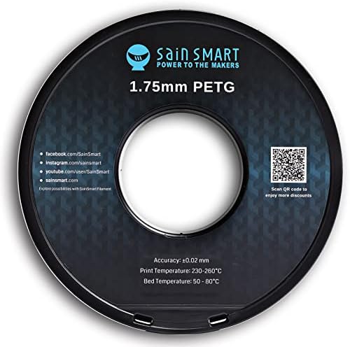 Sainsmart PRO-3 filament de imprimantă PETG 3D Premium fără încurcături de 1,75 mm, PETG Negru, bobină de 2,2 LBS, precizie