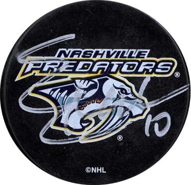 Martin Erat a semnat Nashville Predators logo puc de hochei 10-JSA RR76690-pucuri NHL cu autograf