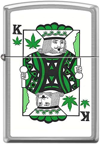 King of Pot Cannabis Poker Play Play Card Satin Chrome Novetyty Zippo Bright