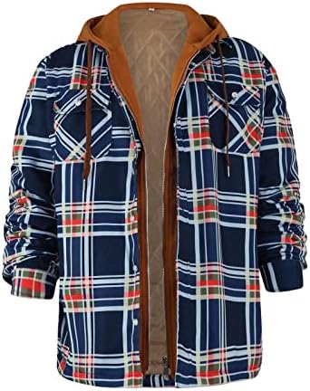 Paltoane și jachete pentru bărbați YMOSRH Cămașă înaltă înaltă în carouri Adăugați catifea pentru a păstra sacoul cald cu jachete cu glugă pentru bărbați
