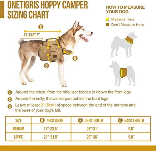 Onetigris Dog Pack Hound Travel Camping Drumeții Rucsac Șa Sac Tactic Câine Guler