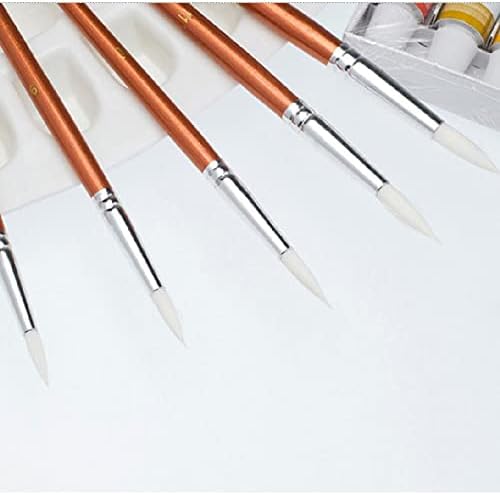 ZMDZA 12 bucăți/set de mânere din lemn Pictură de păr din nylon perie circulară cu acuarelă acrilică pensulele pensul