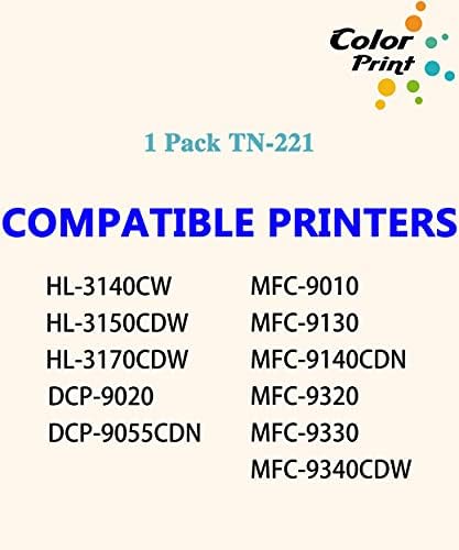 1-Pack ColorPrint compatibil TN221 negru Toner cartuș de înlocuire pentru Brother TN221BK TN-221 TN-221BK TN225 lucru cu MFC-9130cw