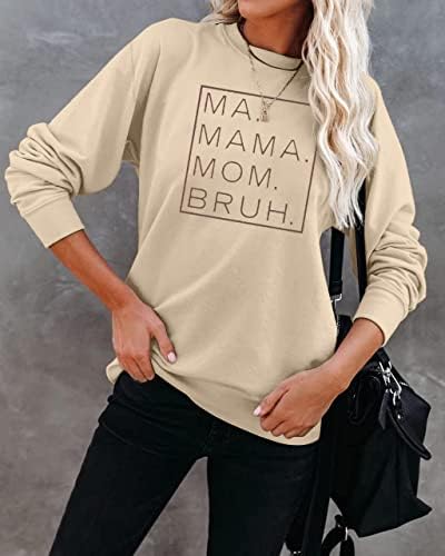 Jinting Womens Mama Crewneck Hanorac Mama Letter Print cu mânecă lungă cu modă liberă modă pulover top