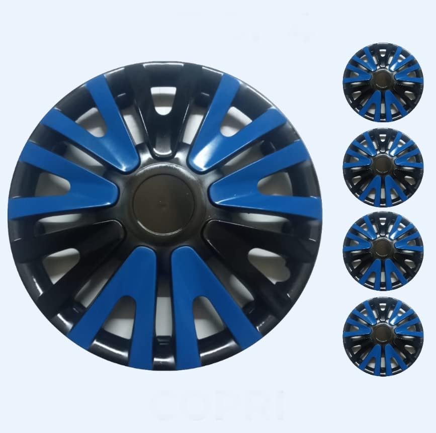 Set Copri de 4 roți acoperă 14 Inch Negru-albastru Hubcap Snap-On se potrivește Toyota Camry