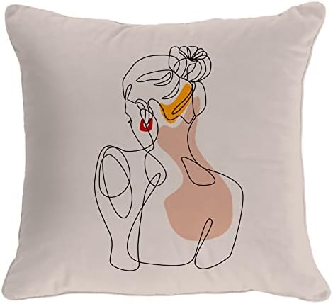 Ogilre Woman Rezumat Linie Fată Artă Acasă pentru fete decorațiuni pentru dormitor Capac de pernă moale, desen minimalist Boho