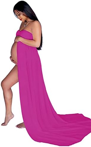 Femei pe umăr Strapless Maternitate rochie pentru fotografie Split fata Sifon Rochie pentru Photoshoot