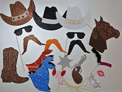 22 PC Photo Stand Party Party Mustache on a Stick Western Party Party Cowboy Hat Cowboy